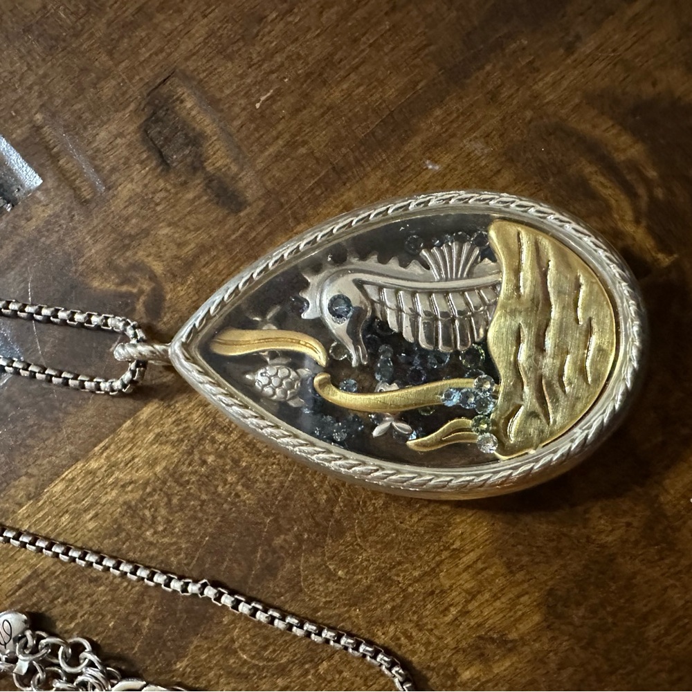 Gold and Silver Teardrop Pendant Necklace